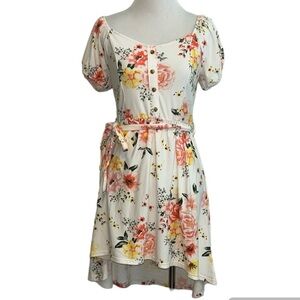 No boundaries small peasant belted floral dress
